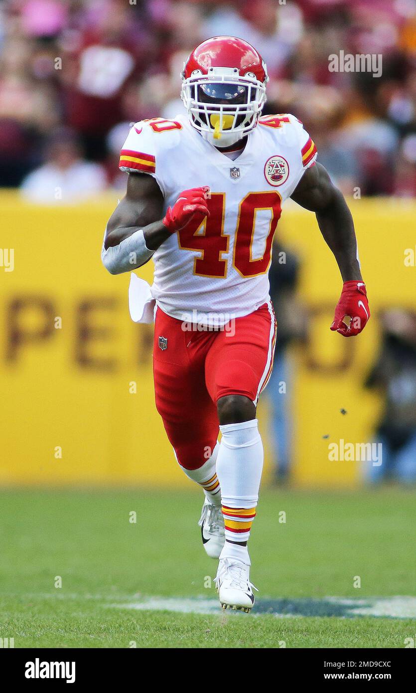 Kansas City Chiefs running back Derrick Gore (40) runs during an NFL  football game against the Washington Football Team, Sunday, Oct. 17, 2021  in Landover, Md. (AP Photo/Daniel Kucin Jr Stock Photo - Alamy