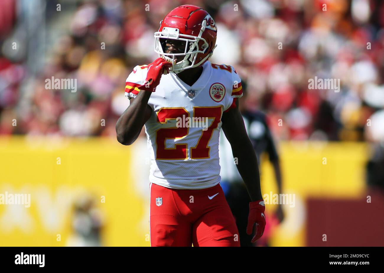 Kansas City Chiefs defensive back Rashad Fenton (27) pictured during an NFL  football game against the Washington Football Team, Sunday, Oct. 17, 2021  in Landover, Md. (AP Photo/Daniel Kucin Jr Stock Photo - Alamy