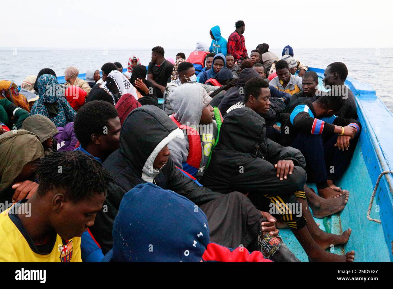 Illegal migrants brought to shore after being intercepted by a Libyan ...