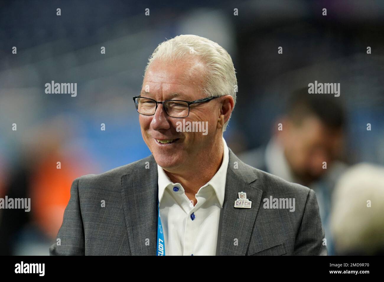 Detroit Lions president Rod Wood watches during NFL football