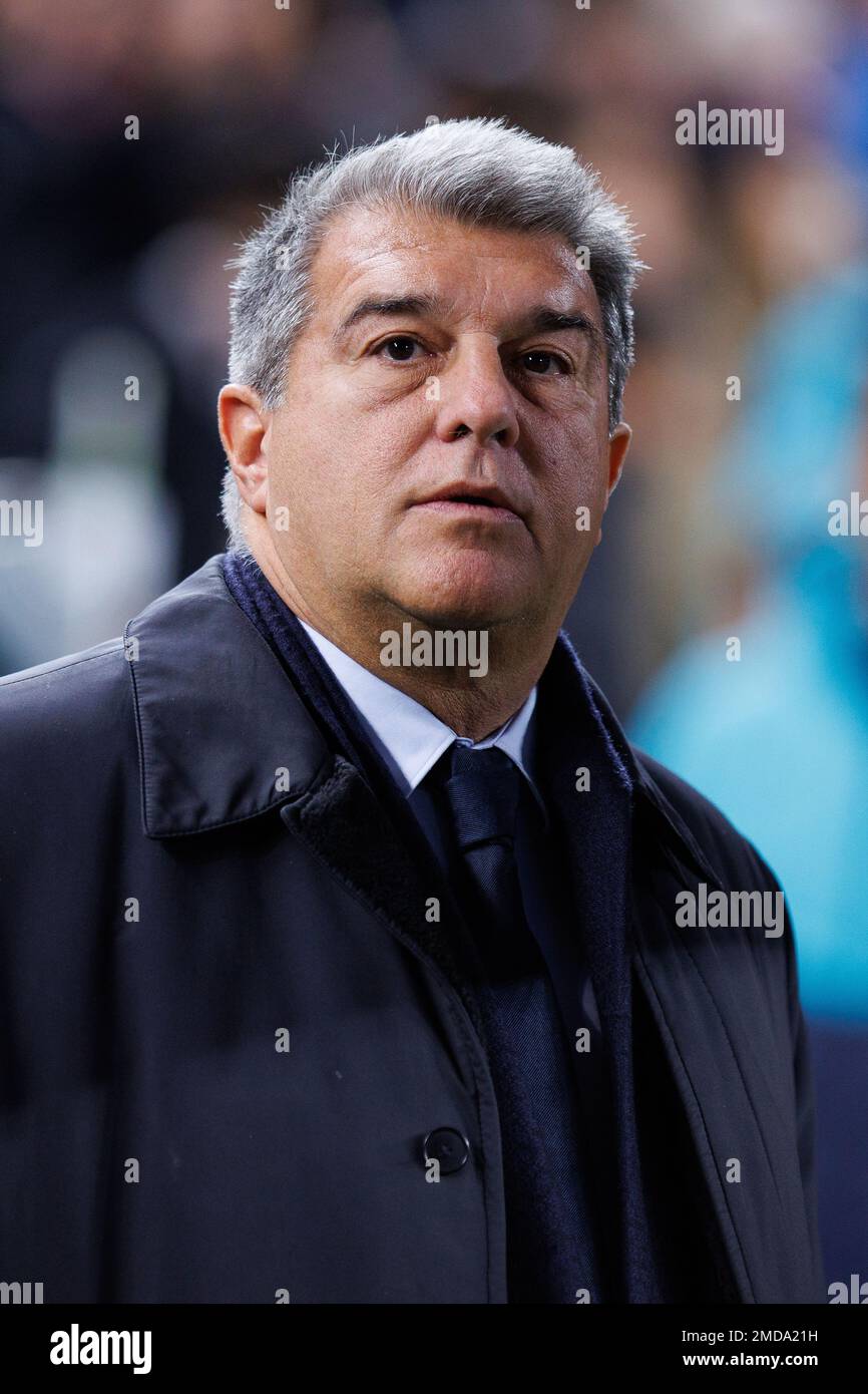 Barcelona, Spain. 22th Jan, 2023. The president Joan Laporta looks on prior to the LaLiga match between FC Barcelona and Getafe CF at the Spotify Camp Nou Stadium in Barcelona, Spain. Credit: Christian Bertrand/Alamy Live News Stock Photo