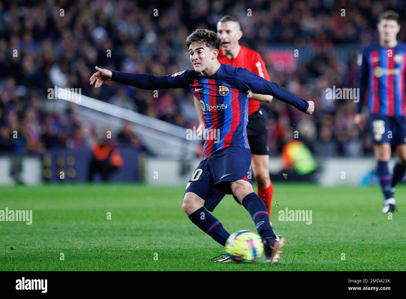 Barcelona, Spain. 22th Jan, 2023. Gavi in action during the LaLiga match between FC Barcelona and Getafe CF at the Spotify Camp Nou Stadium in Barcelona, Spain. Credit: Christian Bertrand/Alamy Live News Stock Photo
