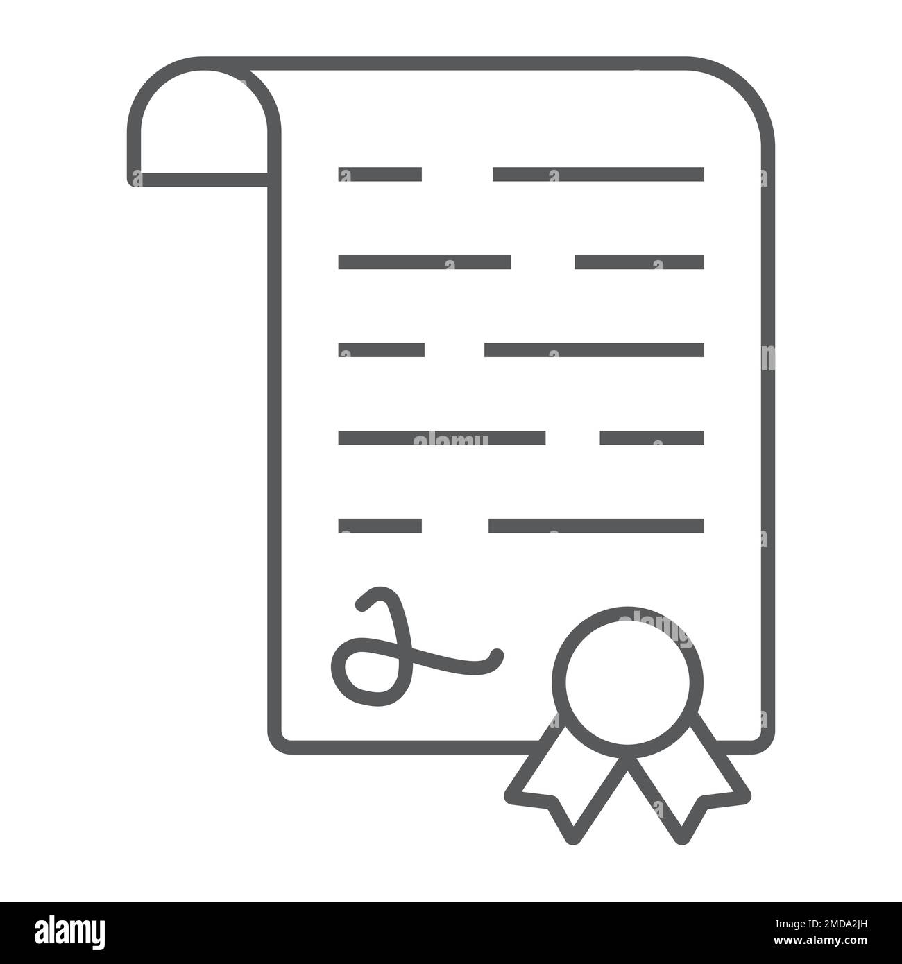 Diploma thin line icon, school and education, certificate sign vector ...