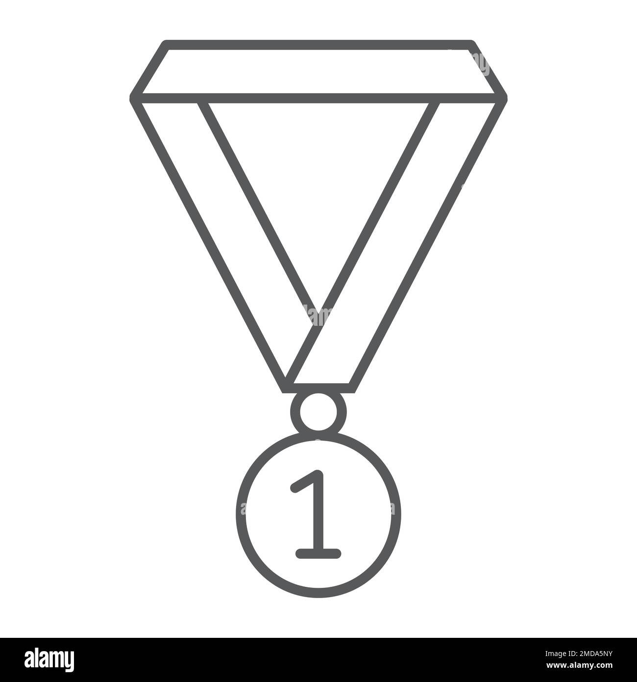 Medal thin line icon, school and sport, award sign vector graphics, a ...