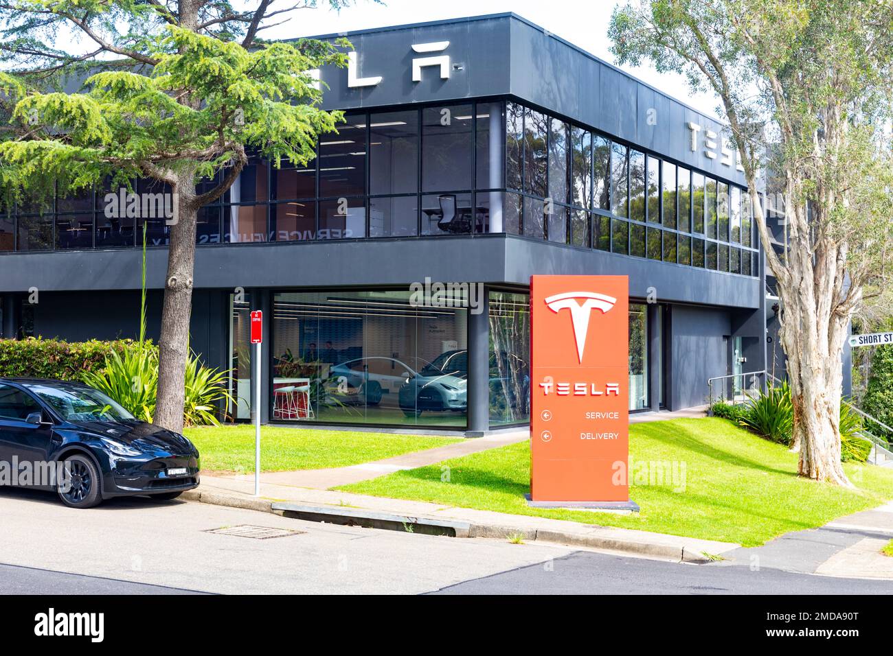 Sydney,Australia Tesla car showroom, delivery and service facility dealership in Chatswood