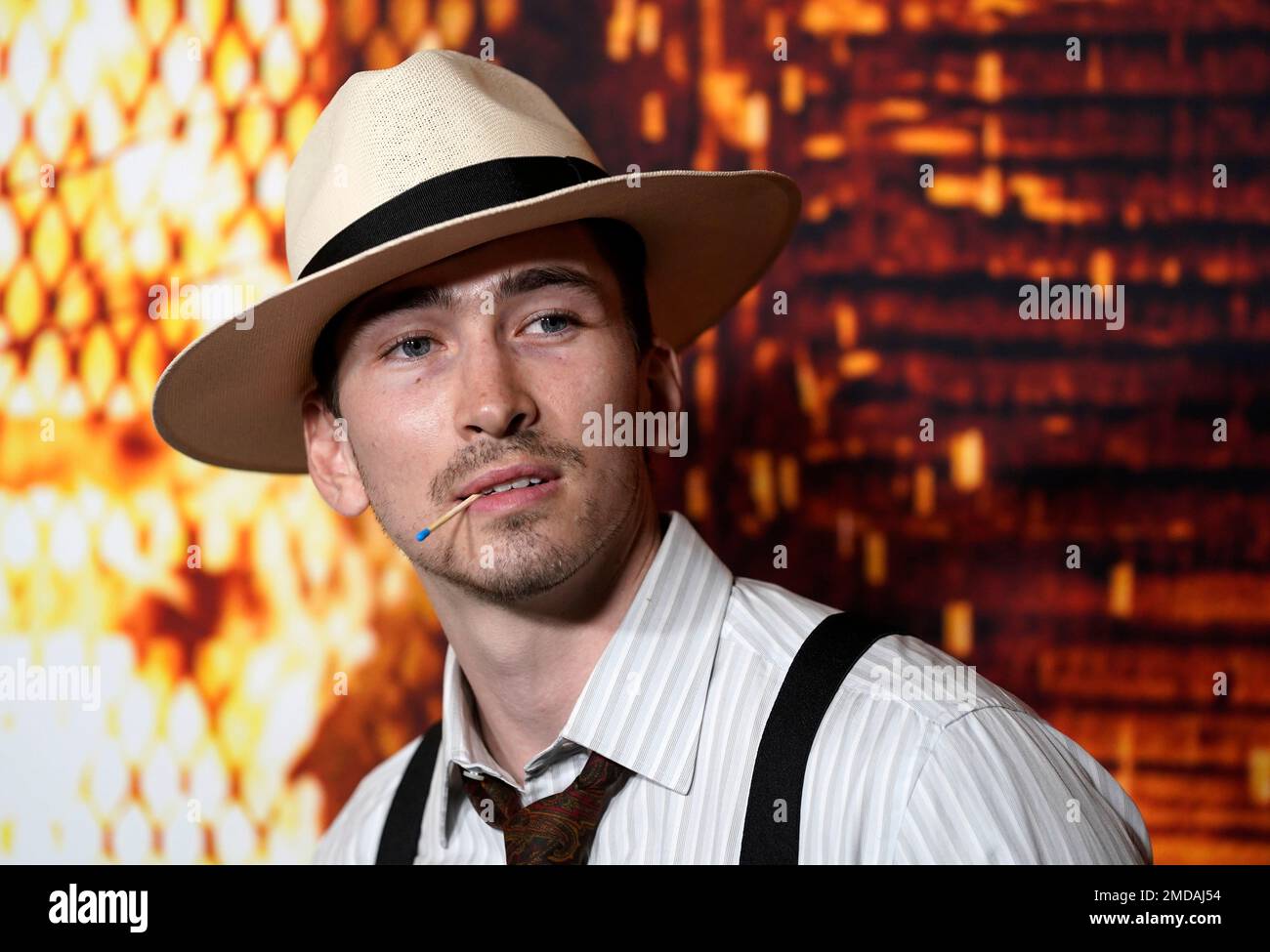 Dylan Arnold, a cast member in "Halloween Kills," poses at the premiere