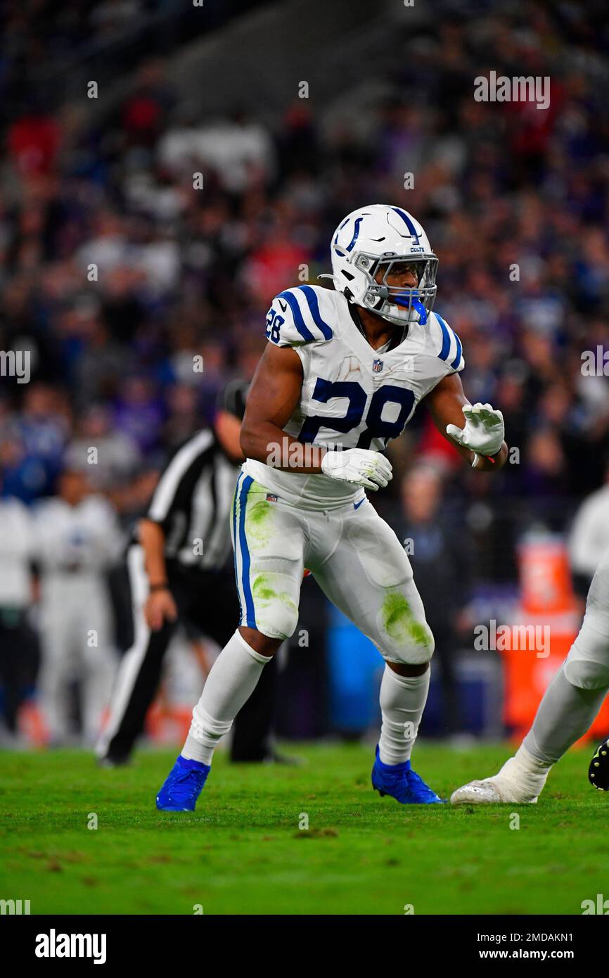 Indianapolis Colts Running Back Jonathan Taylor (28) Awaits The Play ...