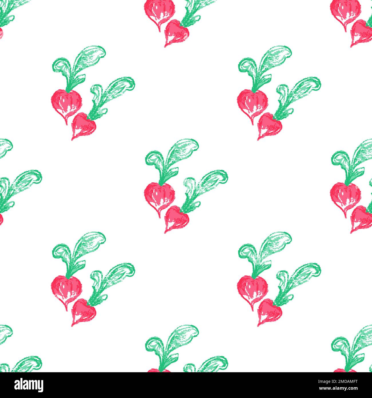 Vegetable seamless pattern. Children's drawings with wax crayons. Print