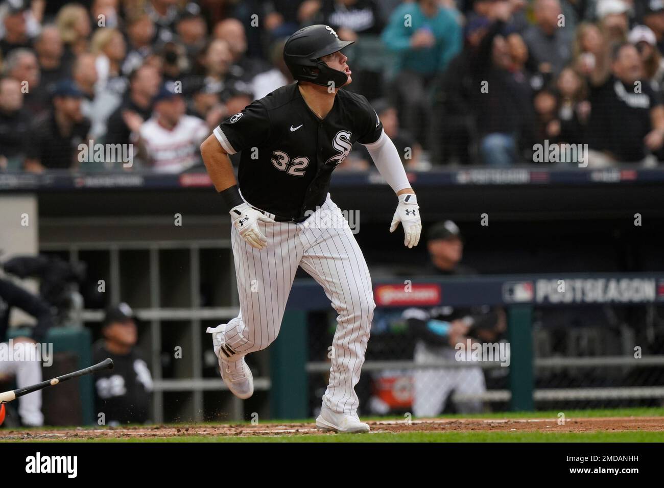 Chicago White Sox's Gavin Sheets watches his home run against the Houston  Astros in the second inning during Game 4 of a baseball American League  Division Series Tuesday, Oct. 12, 2021, in