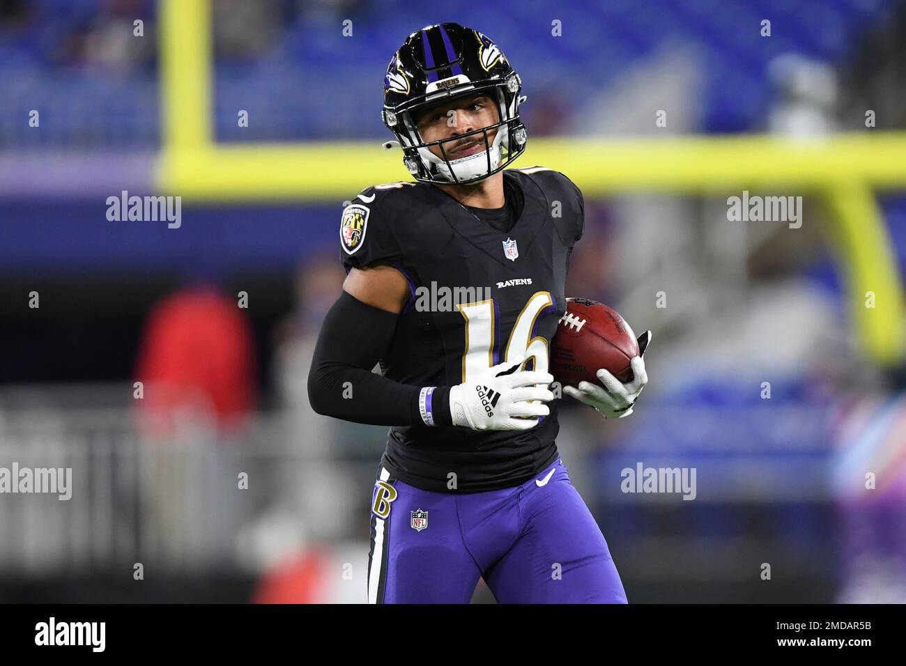 Baltimore Ravens wide receiver Tylan Wallace (16) runs against the