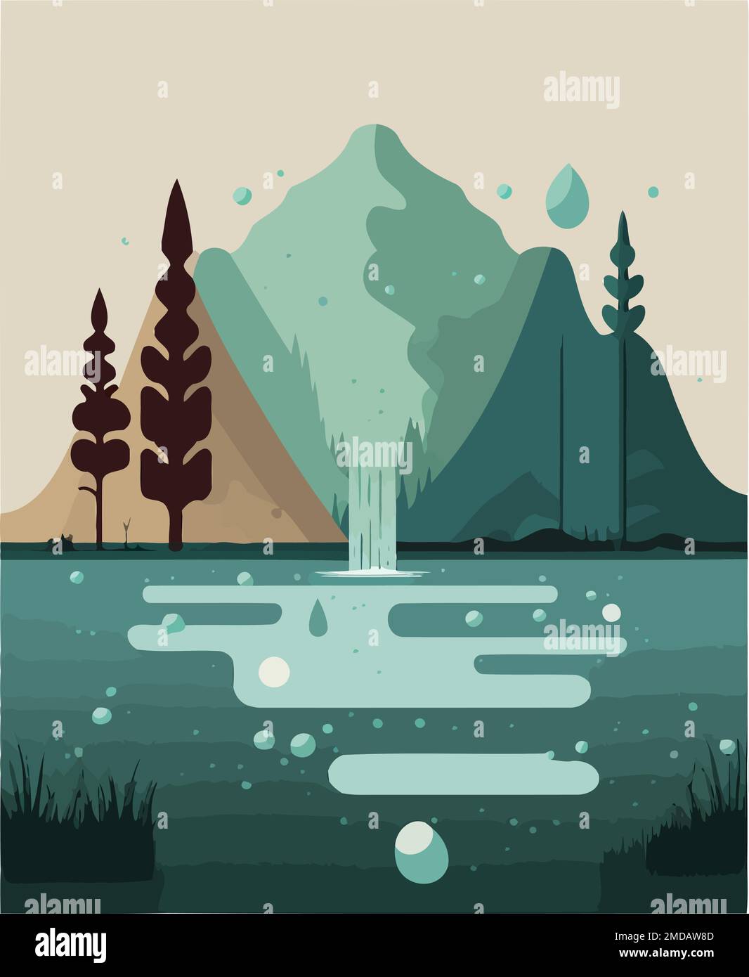 illustration of nature displaying aquifer water made to illustrate world water day Stock Vector