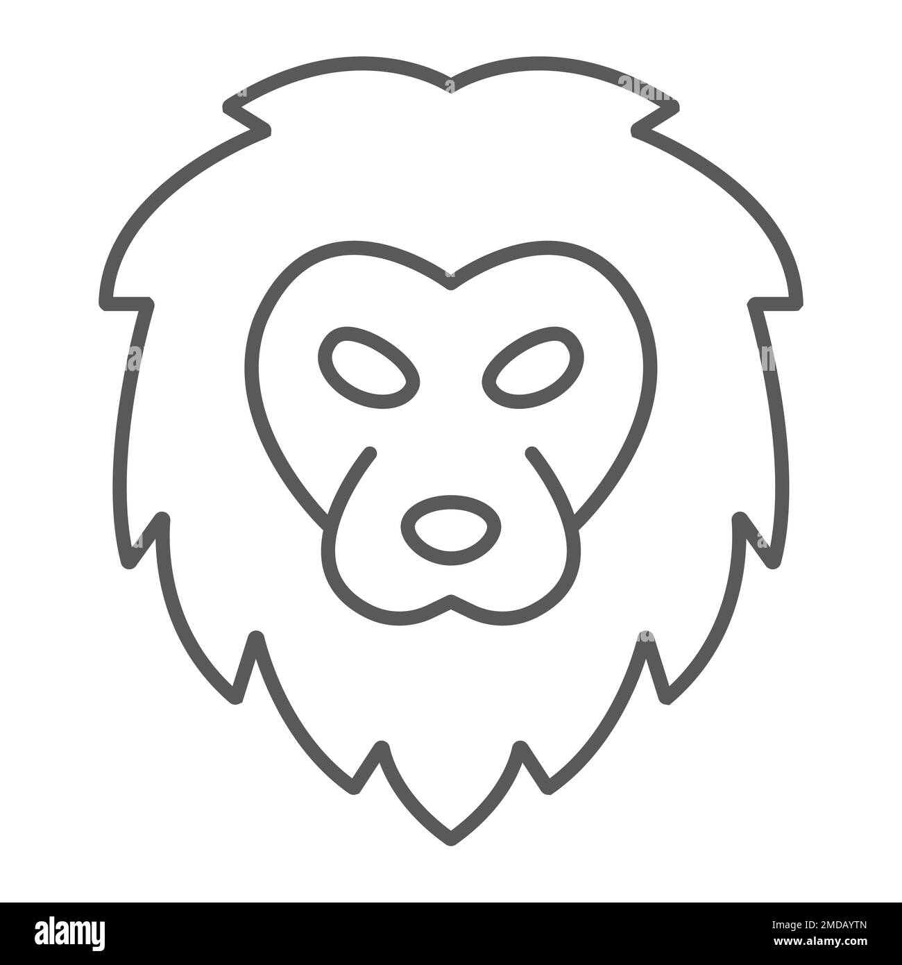Lion thin line icon, animal and zoo, mascot sign vector graphics, a ...