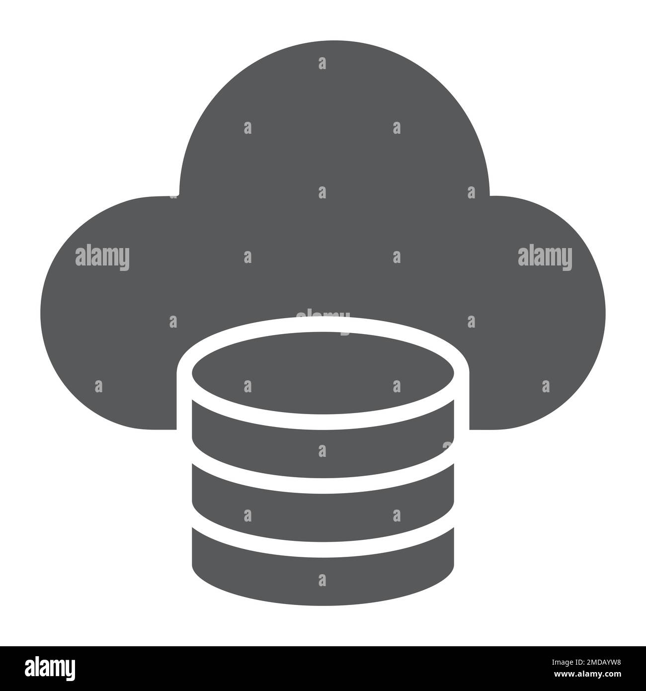 Cloud computing glyph icon, data and analytics, network sign, vector graphics, a solid pattern on a white background, eps 10. Stock Vector