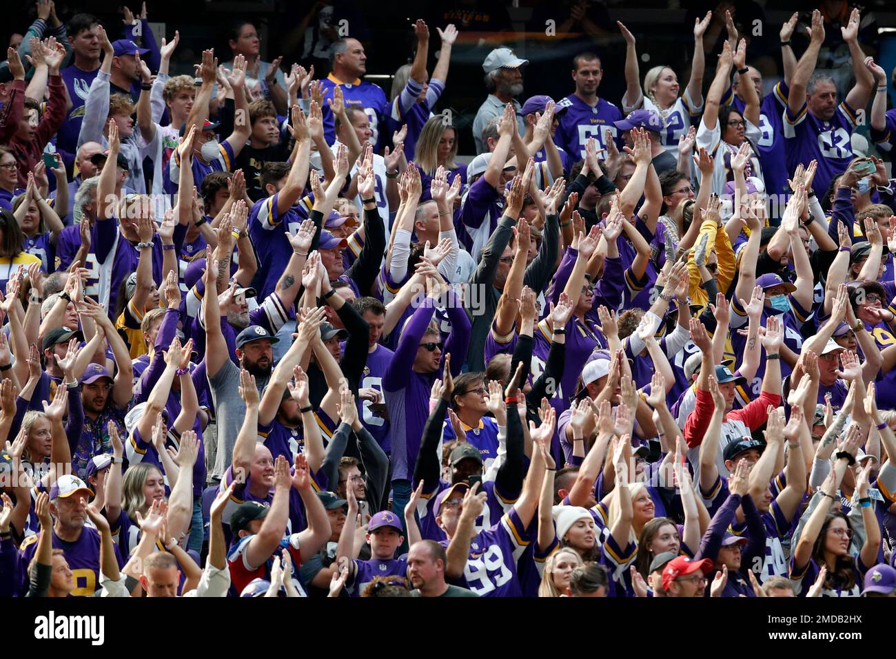 Minnesota Vikings fans do the "Skol" cheer during an NFL football game