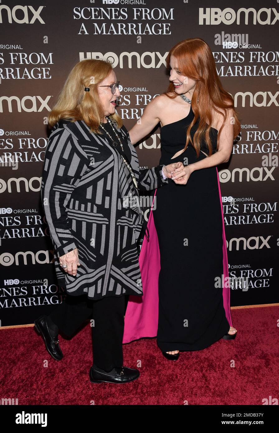 Actor Jessica Chastain, right, poses with her grandmother Marilyn at a
