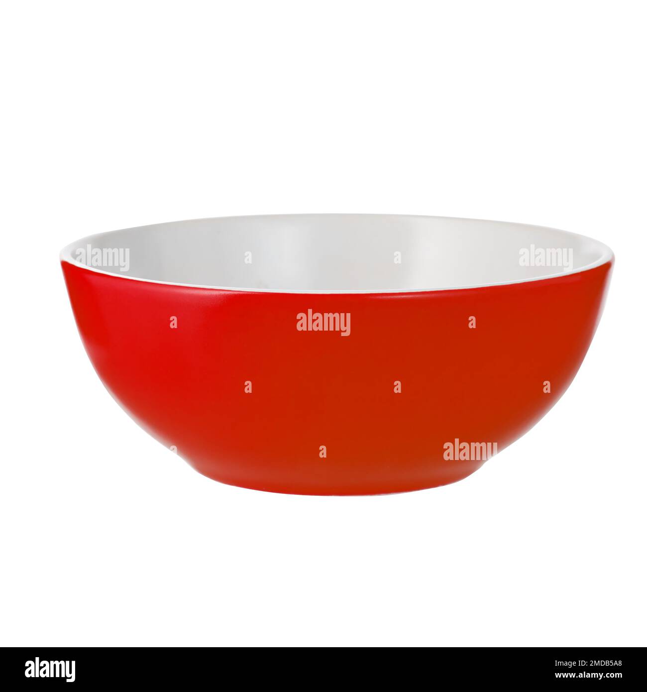 Empty red bowl isolated on white background Stock Photo
