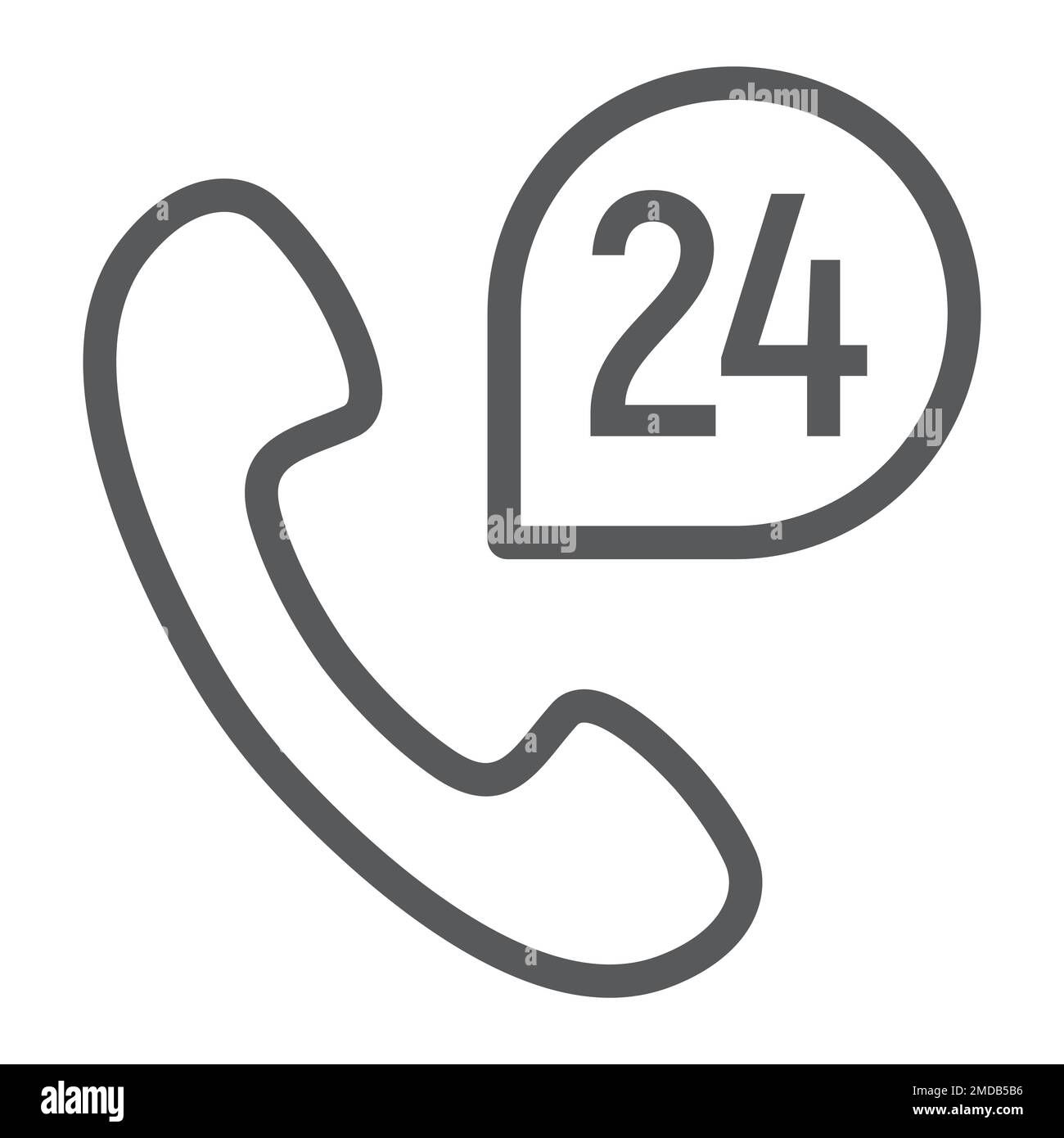 Call 24 line icon, support and all day, button sign, vector graphics, a ...