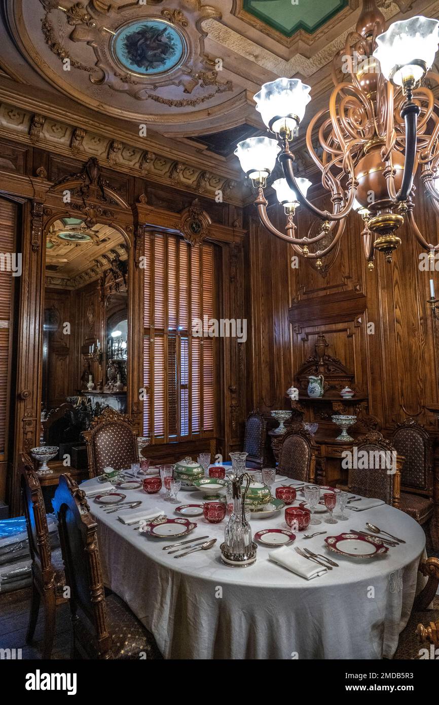 dinning room at the Victoria Mansion Stock Photo