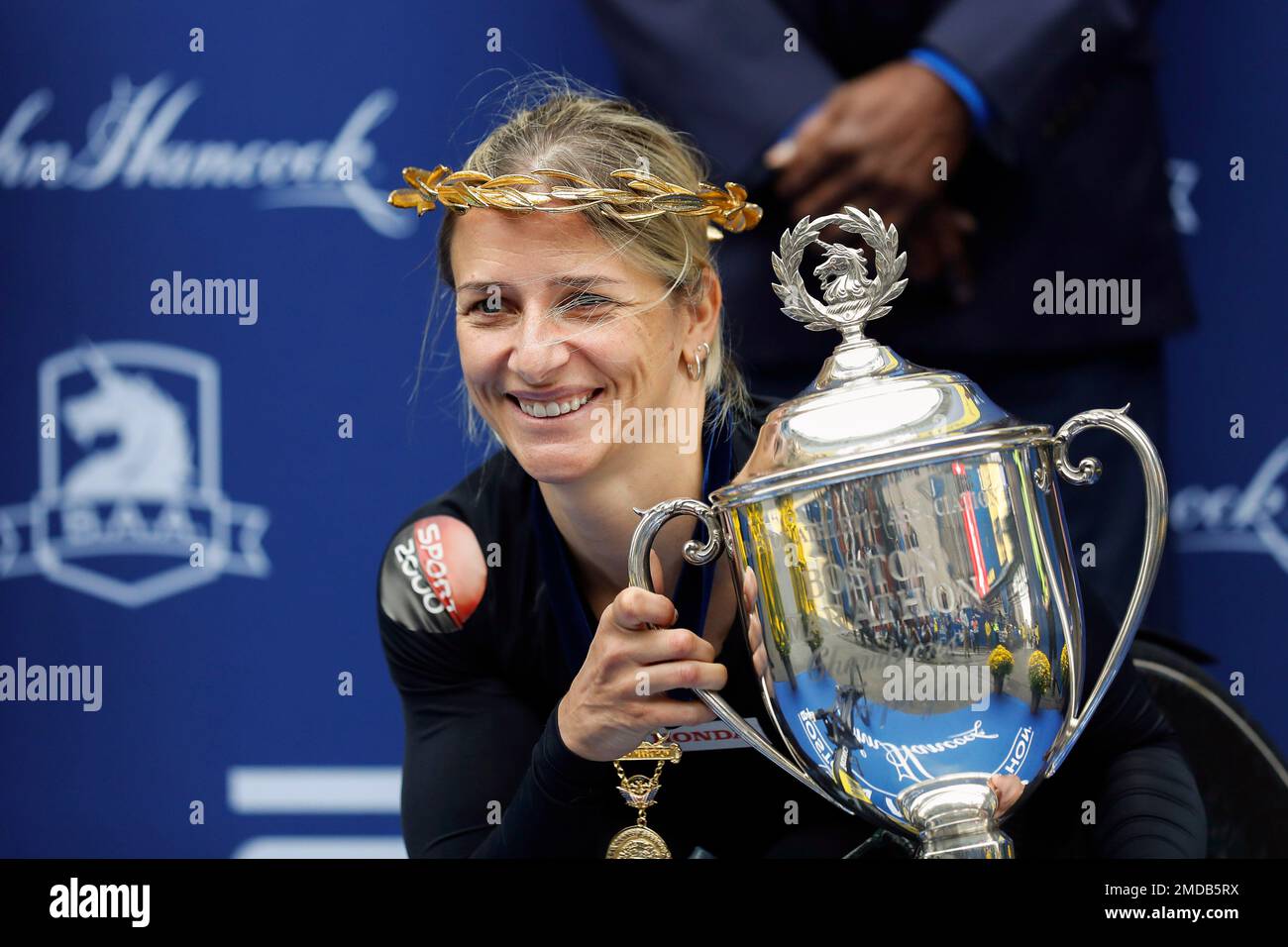 Manuela Schar of Switzerland smiles after winning the women's