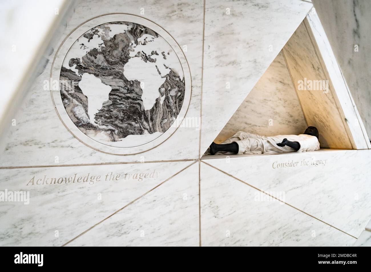 View of the two parts of the inside of The Ark of Return, the Permanent Memorial to Honor the Victims of Slavery at the United Nations Headquarters. Stock Photo