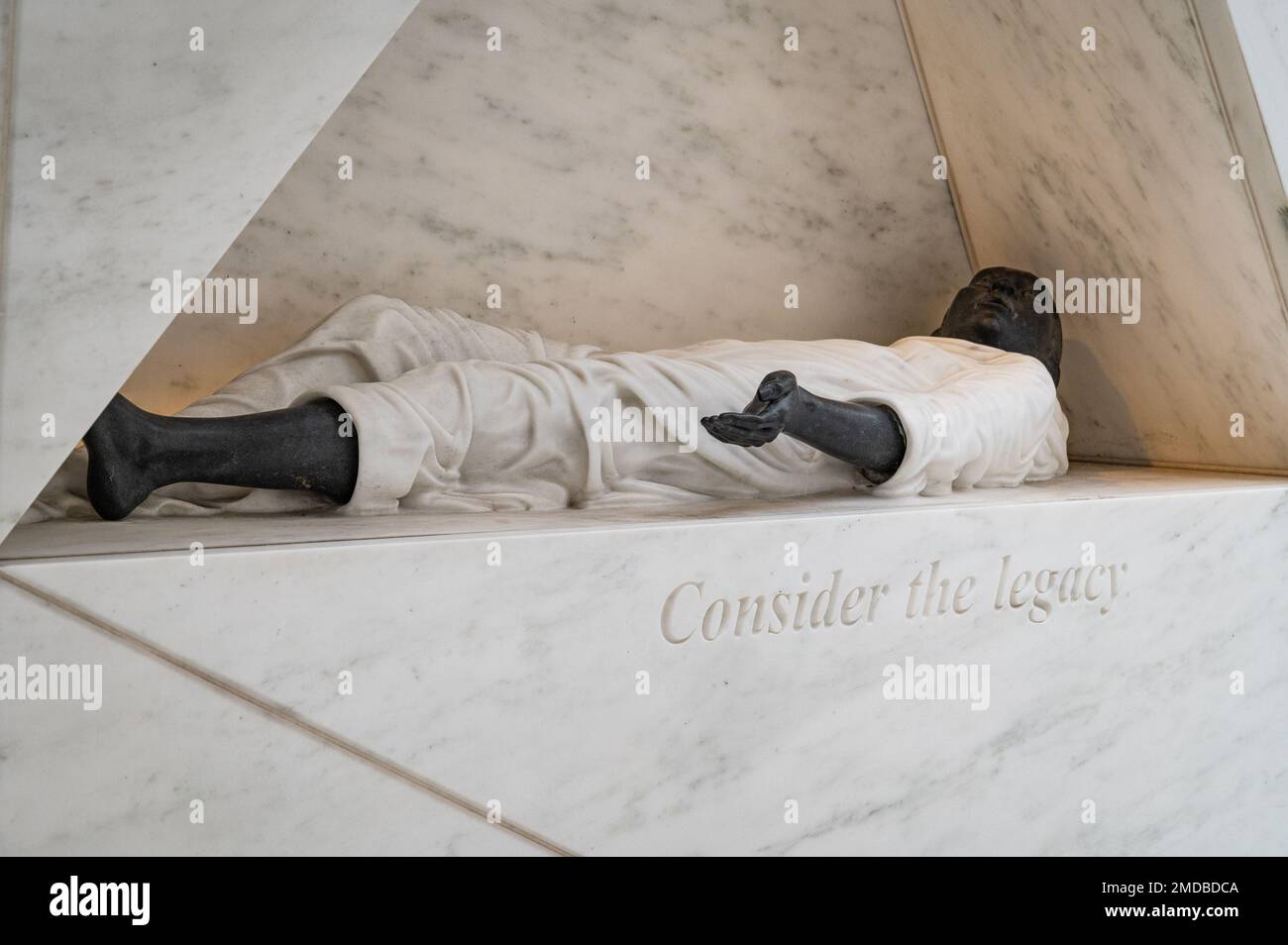 View of a figure in The Ark of Return, the Permanent Memorial to Honor the Victims of Slavery at the United NationHeadquarters. Stock Photo