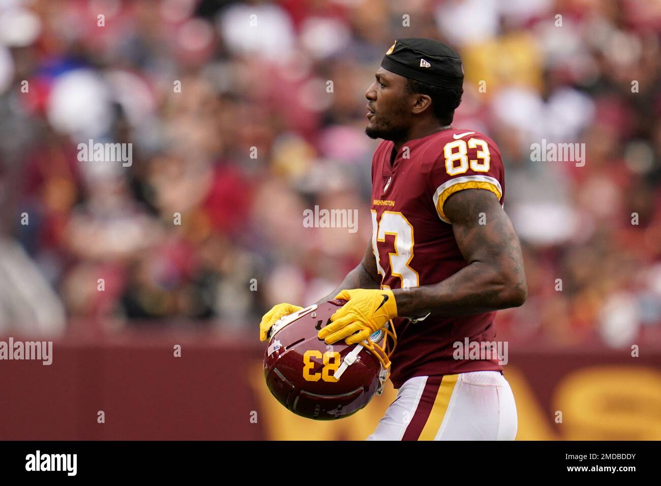 Washington Football Team tight end Ricky Seals-Jones walks on the field in  the first half of an NFL football gameagainst the New Orleans Saints,  Sunday, Oct. 10, 2021, in Landover, Md. (AP