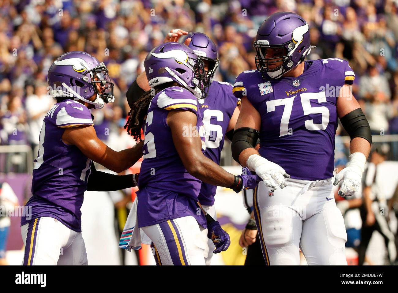 Minnesota Vikings running back Alexander Mattison (2) celebrates