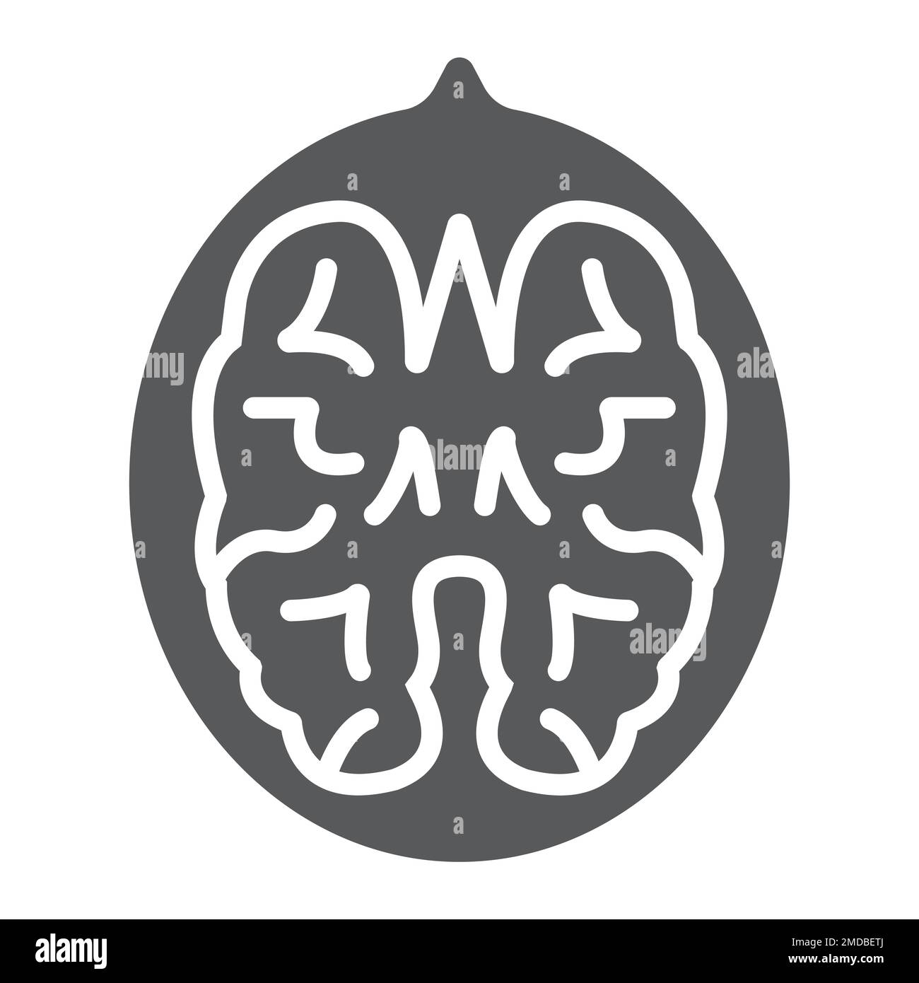 Walnut glyph icon, vegetable and nut, vegetarian sign, vector graphics, a solid pattern on a white background, eps 10. Stock Vector