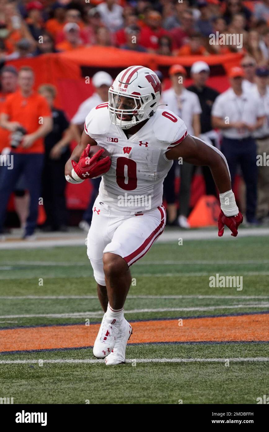 Wisconsin running back Braelon Allen carries the ball during the first