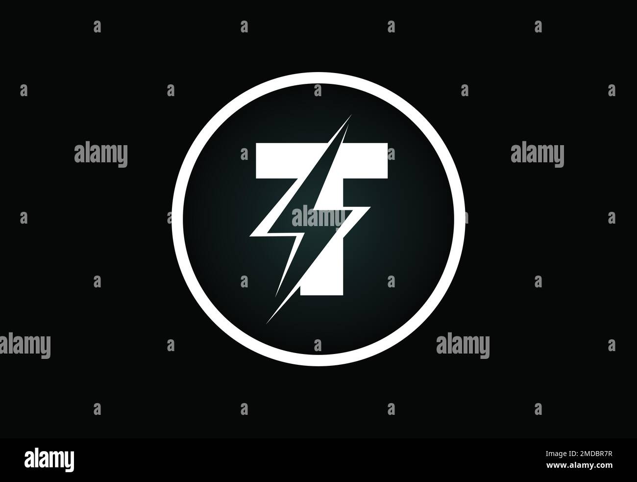 Initial T letter logo design with lighting thunder bolt. Electric bolt ...