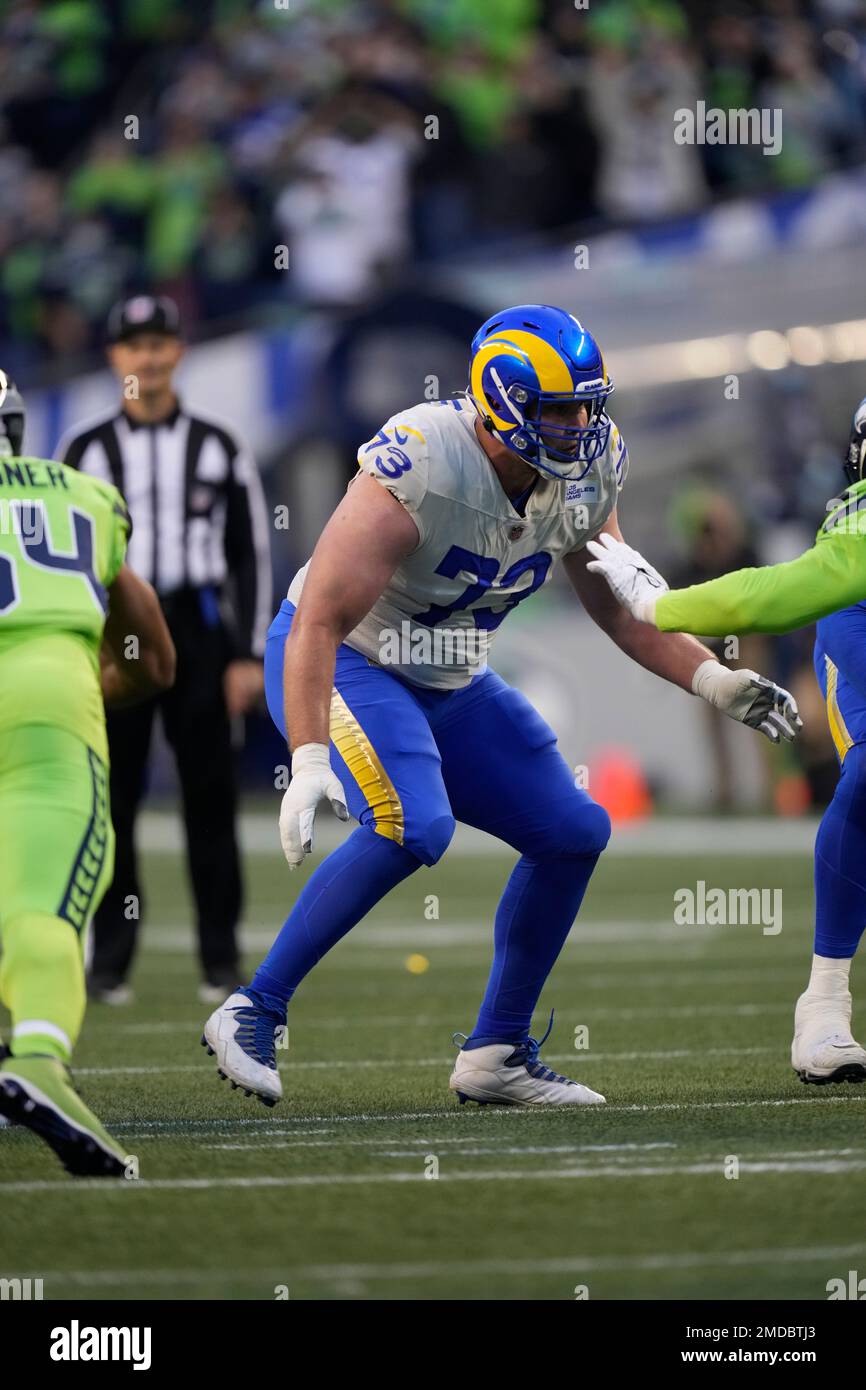 Los Angeles Rams offensive tackle Alaric Jackson (68) during a NFL  preseason game against the Las Vegas Raiders, Saturday, August 21, 2021, in  Inglewood, CA. The Raiders defeated the Rams 17-16. (jon