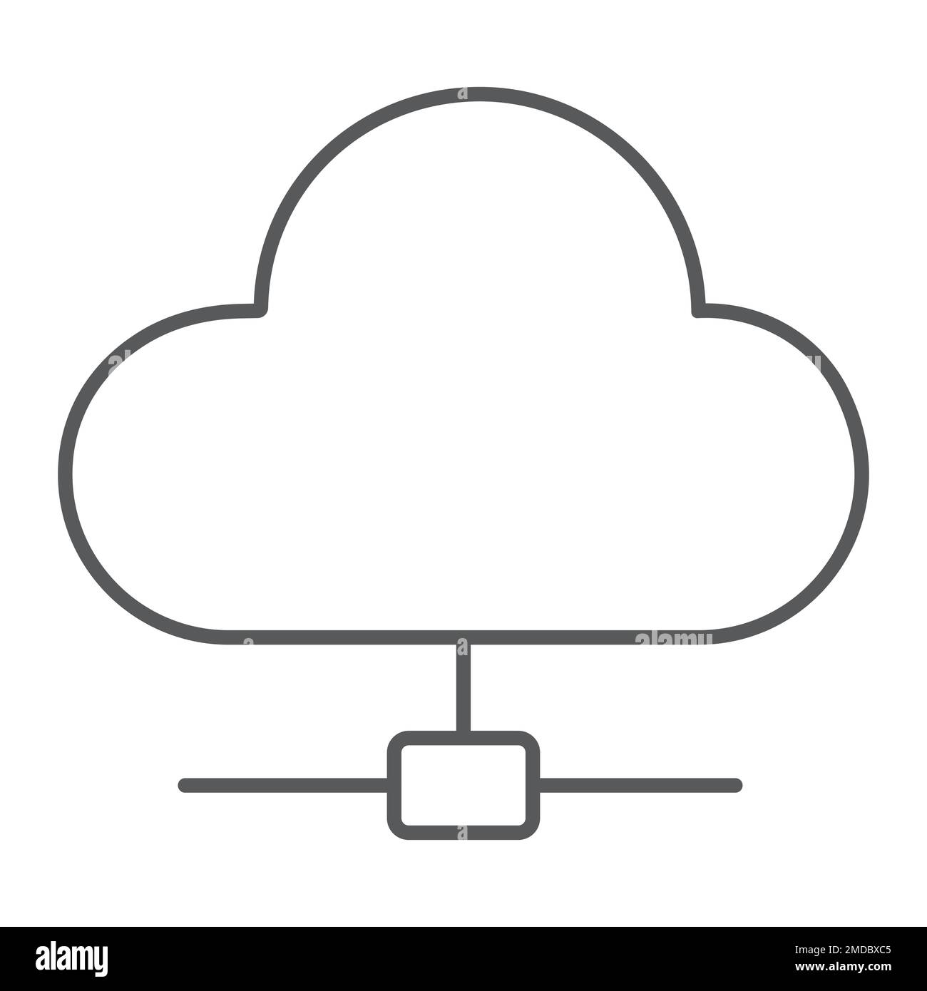 Cloud computing thin line icon, data and analytics, network sign ...