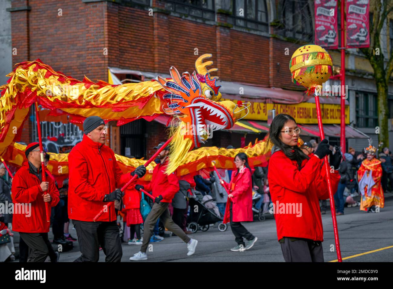 VanCity Dragon team, Chinese Lunar New Year Parade, Chinatown, Vancouver, British Columbia, Canada Stock Photo
