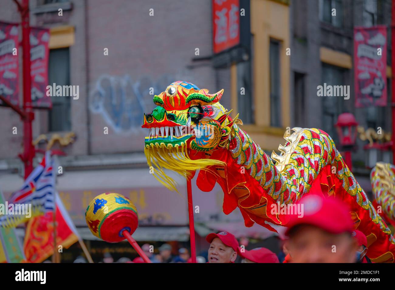 Dragon, Chinese Lunar New Year Parade, Chinatown, Vancouver, British Columbia, Canada Stock Photo