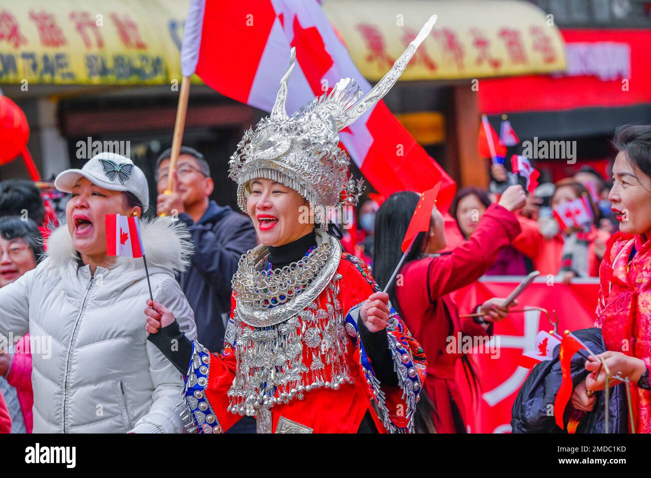 Ornate costume, Chinese Lunar New Year Parade, Chinatown, Vancouver, British Columbia, Canada Stock Photo