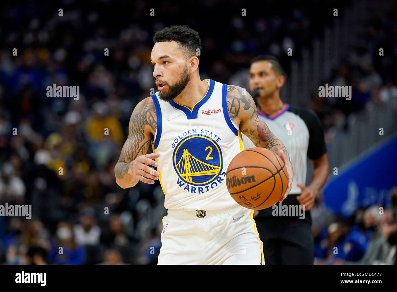 Golden State Warriors guard Chris Chiozza against the Denver Nuggets during  a preseason NBA basketball game in San Francisco, Wednesday, Oct. 6, 2021.  (AP Photo/Jeff Chiu Stock Photo - Alamy