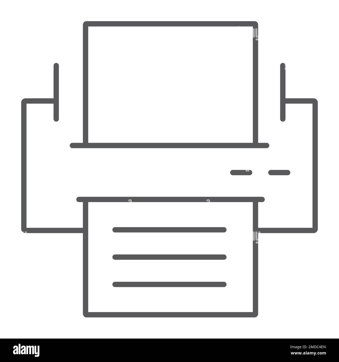 Printer thin line icon, office and work, fax sign, vector graphics, a ...