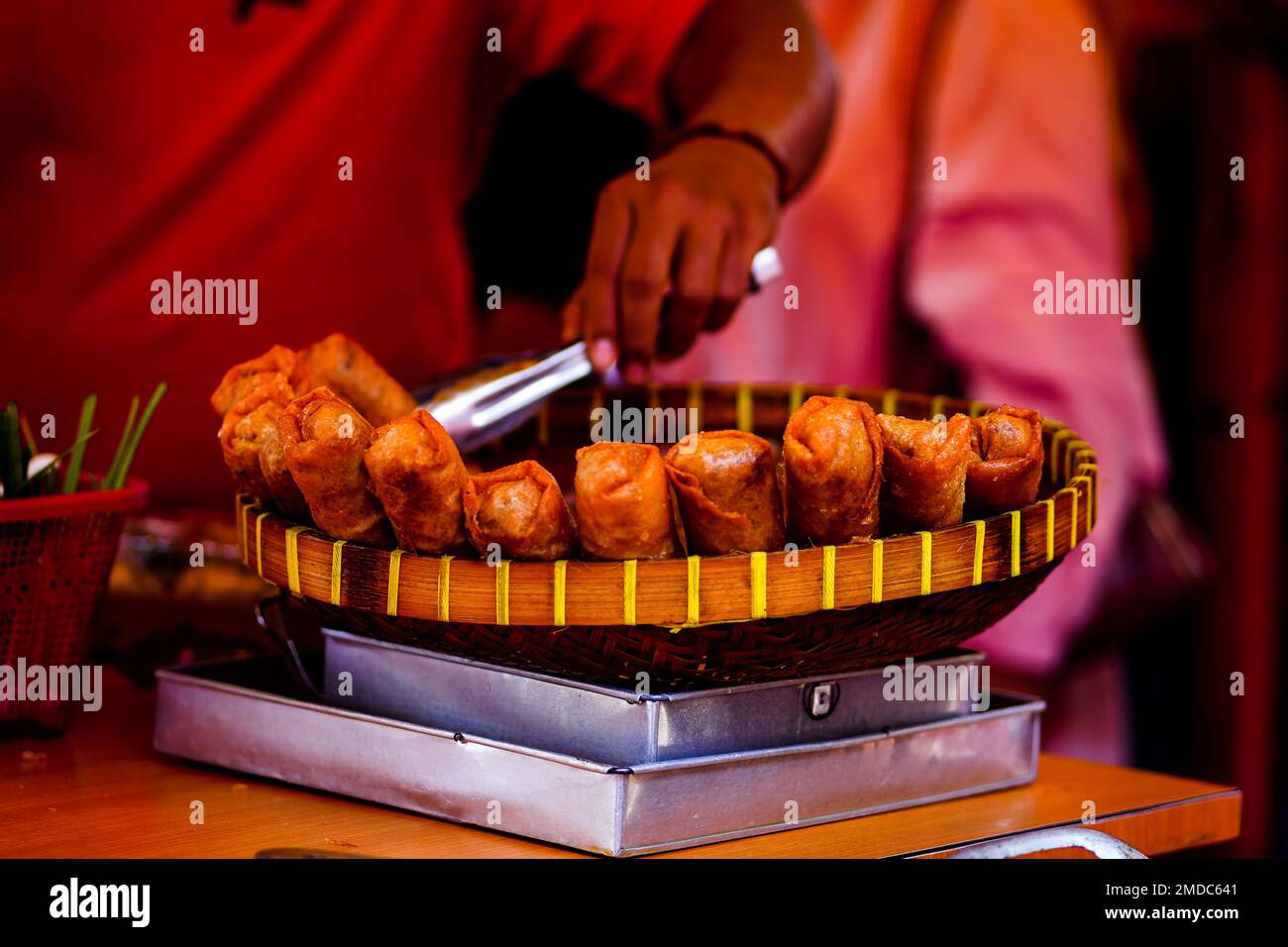 Street foods displays in Semarang. Indonesia. In Chinese New Year 2023
