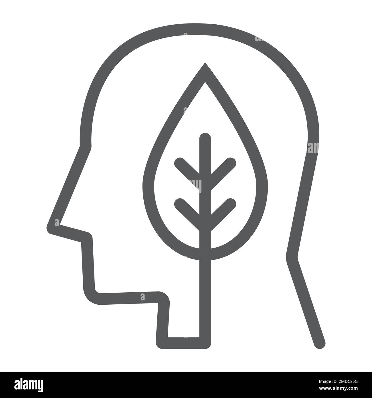 Leaves in head line icon, ecology and energy, think green sign, vector