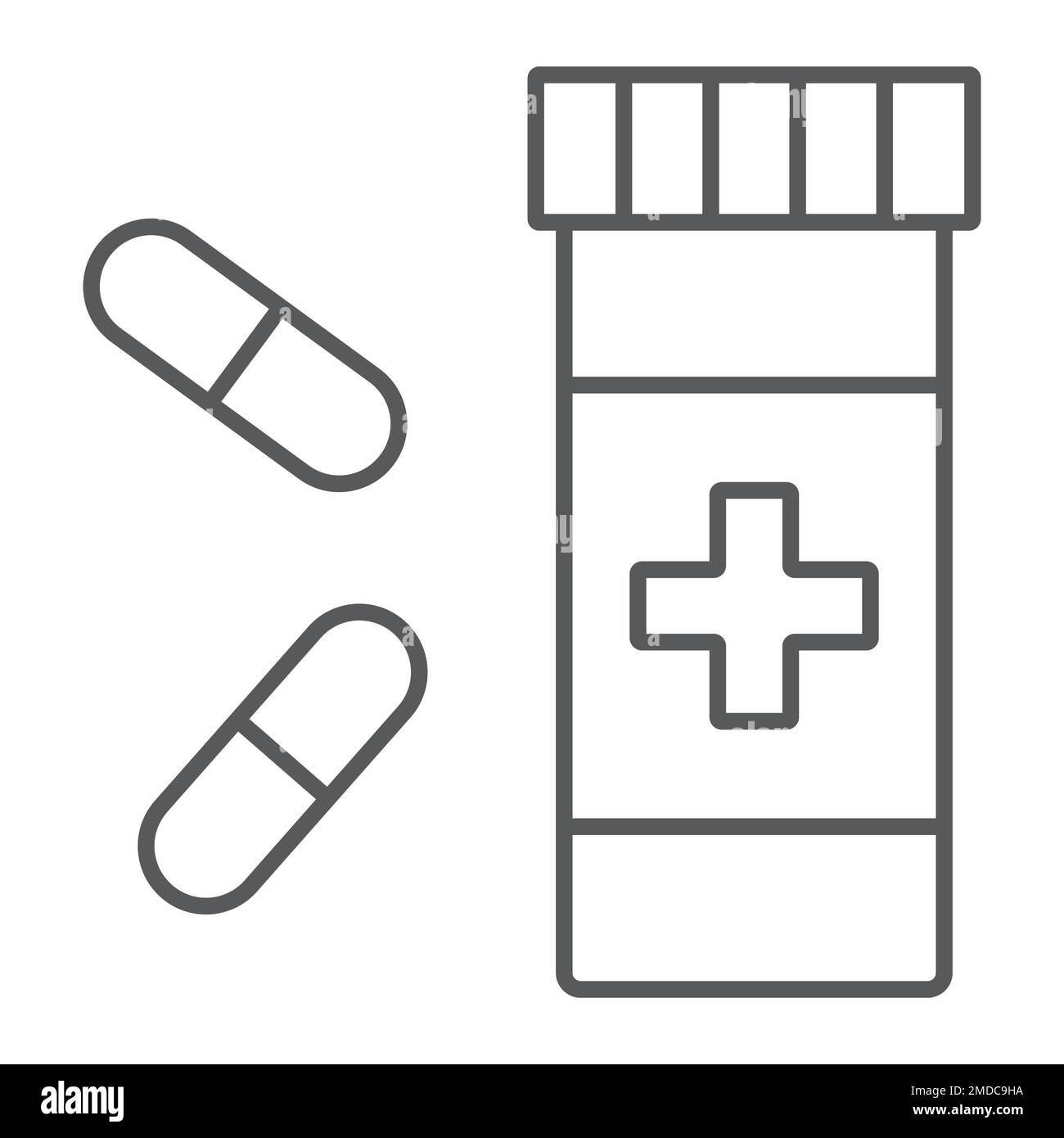 Pills thin line icon, pharmacy and medicine, tablet bottle sign, vector ...