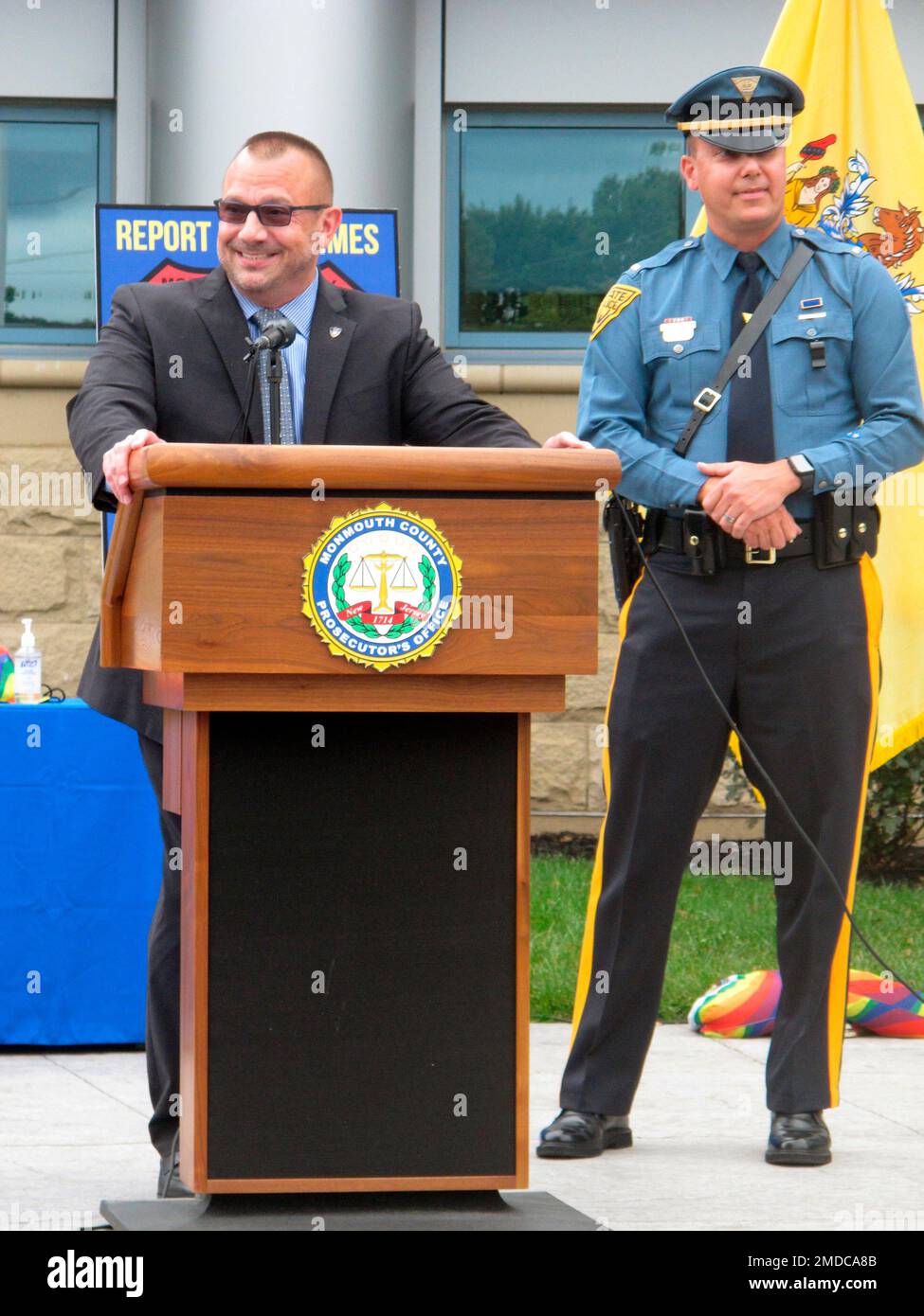 David D'Amico, chief investigator with the Middlesex County Department of Corrections, left, and