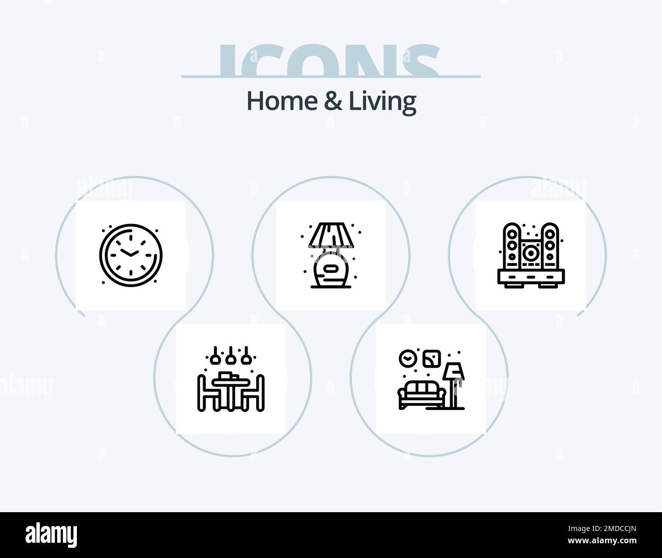 Home And Living Line Icon Pack 5 Icon Design. lump. home. living