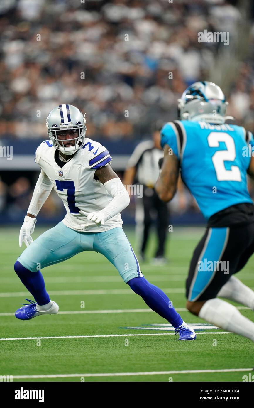 Dallas Cowboys cornerback Trevon Diggs (7) looks on during an NFL football  game against the Arizona Cardinals in Arlington, Texas, Sunday, Jan. 2,  2022. (AP Photo/Ron Jenkins Stock Photo - Alamy