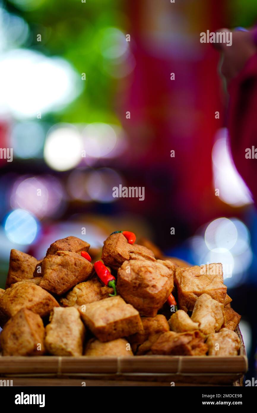 Street foods displays in Semarang. Indonesia. In Chinese New Year 2023