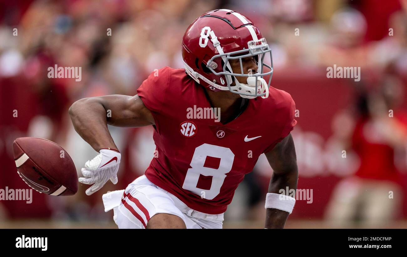 Alabama wide receiver John Metchie III (8) during the first half of an