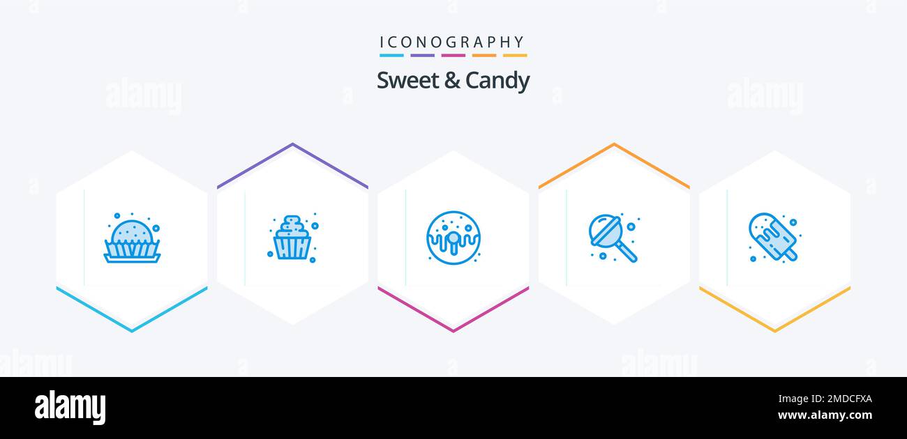 Sweet And Candy 25 Blue icon pack including candy. sugar. dessert. lollipop. sweet Stock Vector