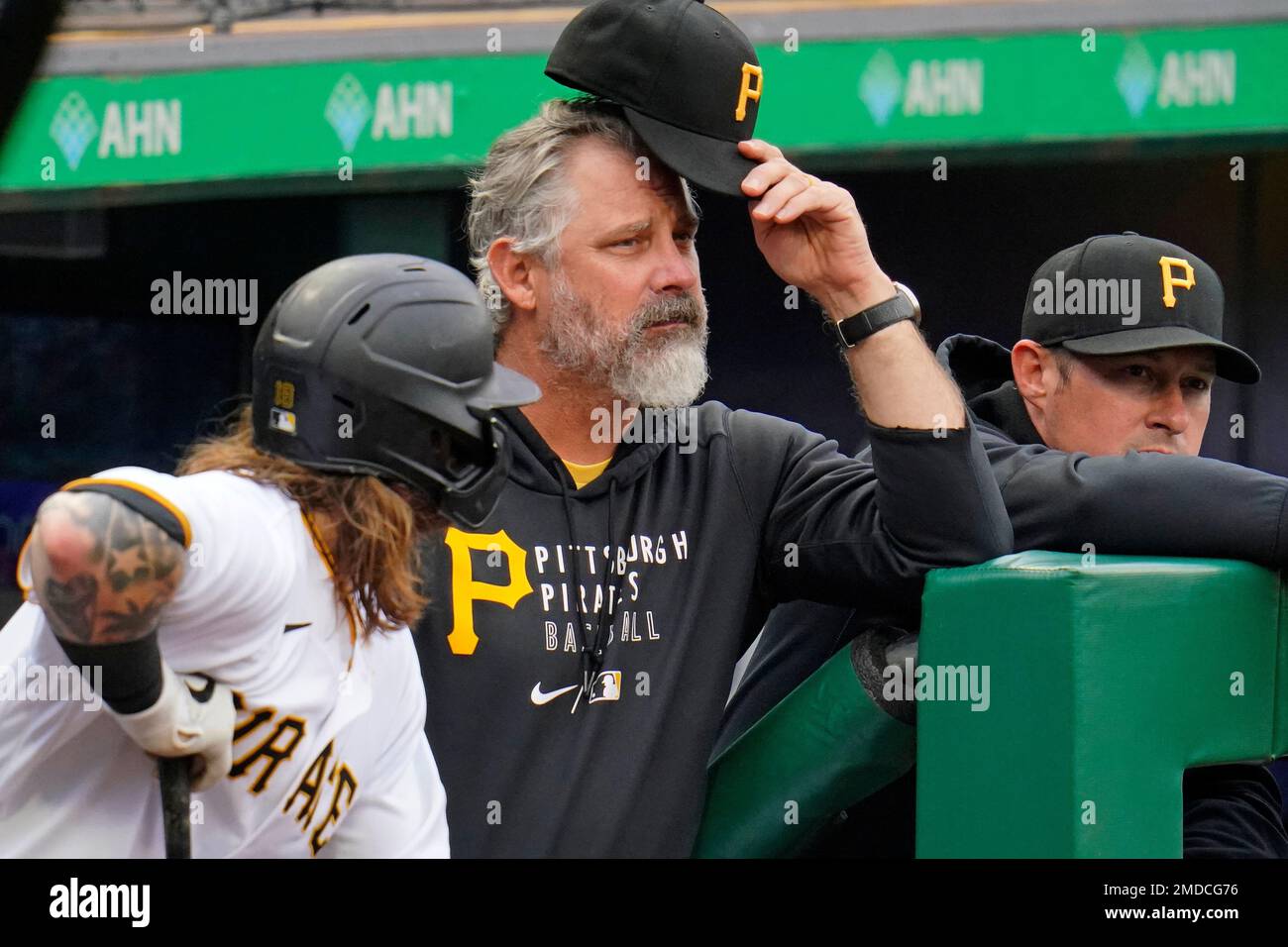 Pittsburgh Pirates' Andrew McCutchen stands in the dugout before a baseball  game against the Colorado Rockies in Pittsburgh, Monday, May 8, 2023. (AP  Photo/Gene J. Puskar Stock Photo - Alamy