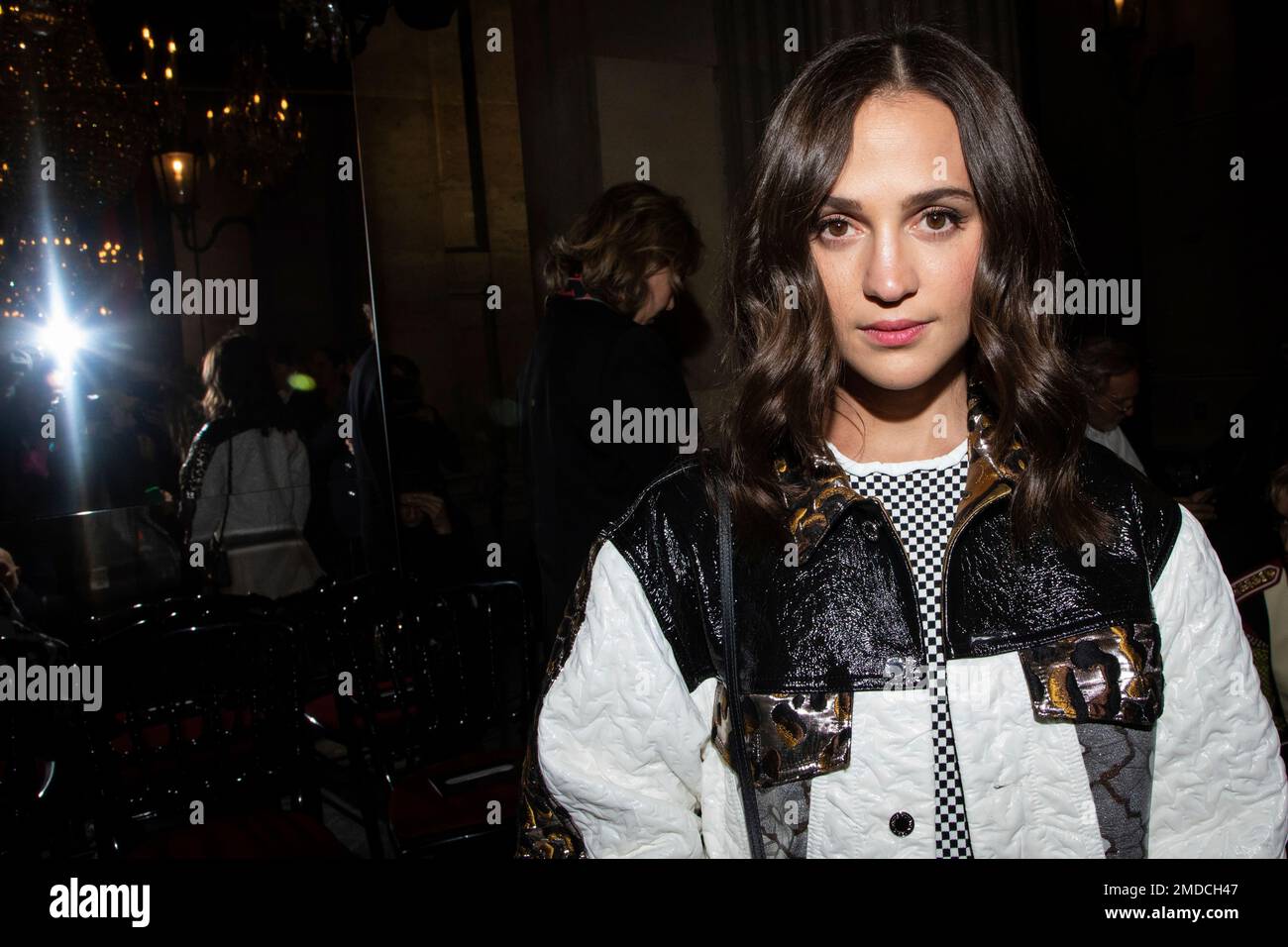Alicia Vikander arrives for the Louis Vuitton ready-to-wear Spring