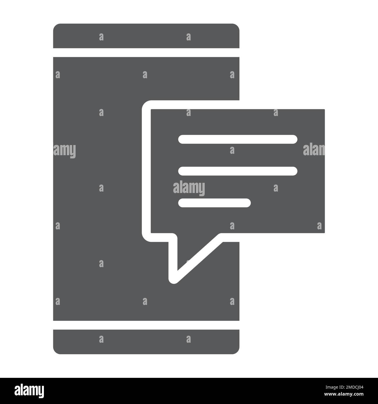 Sms glyph icon, smartphone and message, contact sign, vector graphics, a solid pattern on a white background, eps 10. Stock Vector