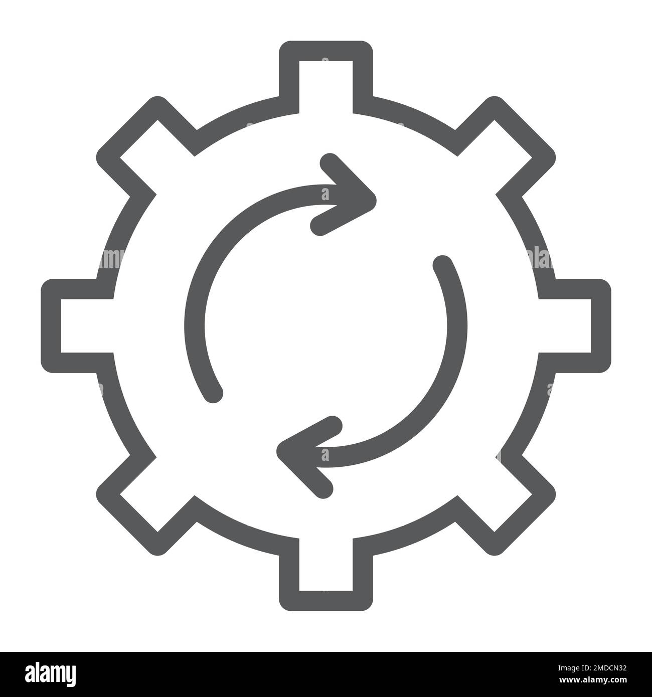 System update line icon, data and analytics, cog gear rotation sign, vector graphics, a linear pattern on a white background, eps 10. Stock Vector